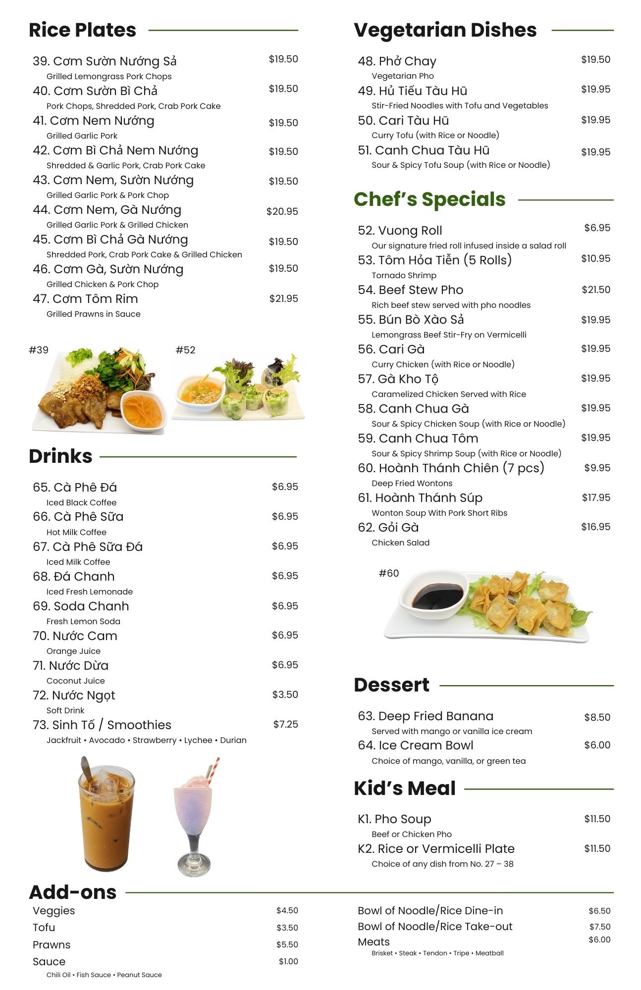 Pho Vuong Menu Page 2